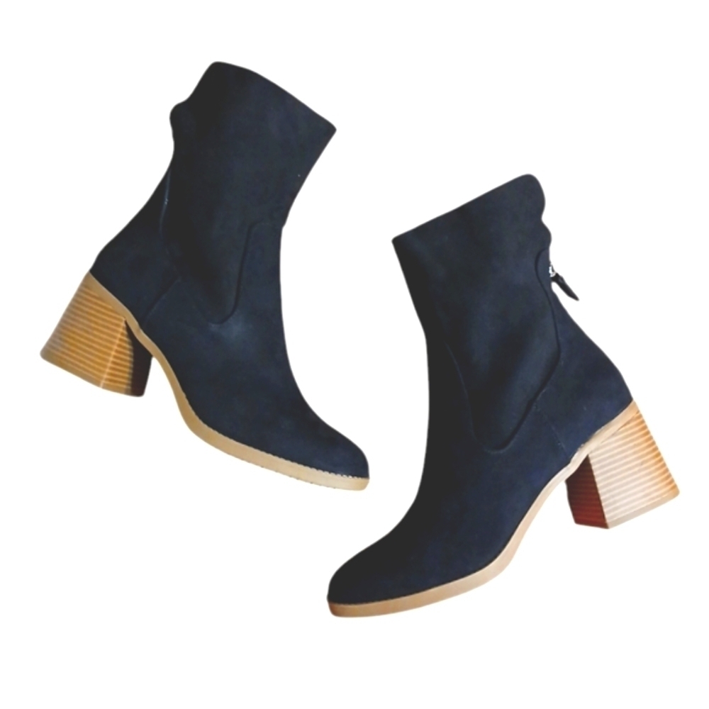 NEW Sun & Stone Lyraa Booties Women's Black Suede Ankle Boots Size 8.5